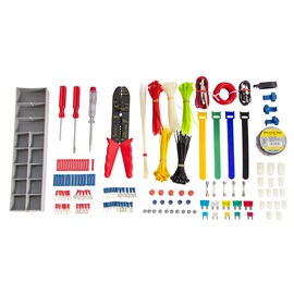 Trousse de réparation électrique de 399 pièces, comprend des outils, un  testeur, des bornes, des connecteurs et du ruban dans une boîte de  rangement avec poignée